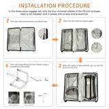 Luggage Set 4 pcs (20"/24"/29"/Travel Bag), PC+ABS Durable Lightweight Luggage with Collapsible Cup Holder、 TSA Lock, White