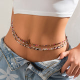 Summer beach rice bead double-layer waist chain waist chain ethnic style elastic bead waist accessory - V.I.P Digital Presence