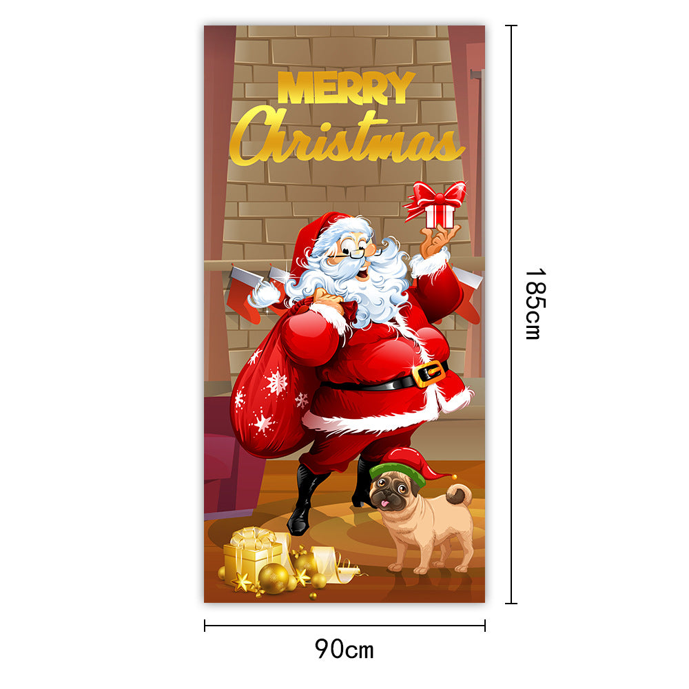 New Christmas Door Curtains, Flags, Outdoor Photography, Santa Claus and Puppies, Background Decoration, Hanging Cloth - V.I.P Digital Presence