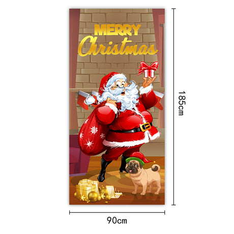 New Christmas Door Curtains, Flags, Outdoor Photography, Santa Claus and Puppies, Background Decoration, Hanging Cloth - V.I.P Digital Presence