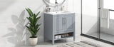 30" Bathroom Vanity with Sink, Multi-functional Bathroom Cabinet with Doors and Drawers, Solid Frame and MDF Board, Grey - V.I.P Digital Presence
