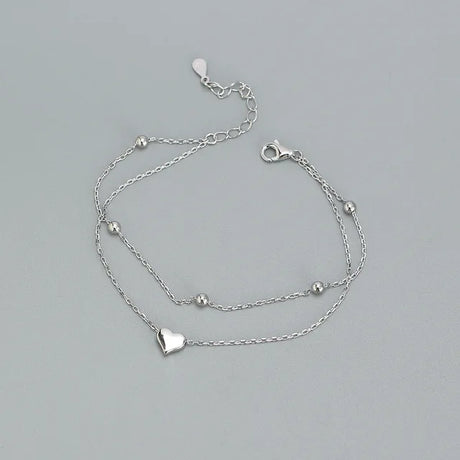 925 Sterling Silver Double Layer Heart-shaped Bracelet  for Women Girl Korean Style Small Fresh Summer Bracelet - V.I.P Digital Presence