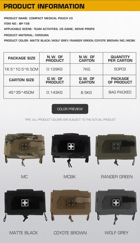 Compact Trauma Bag V3 GEN3 Style Agilit MD2 IFAK Tactical Medical First Aid Bag for Hunting Vest Plate Carrier Belt - V.I.P Digital Presence