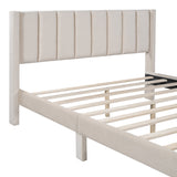 Queen Size Storage Bed Velvet Upholstered Platform Bed with a Big Drawer - Beige - V.I.P Digital Presence