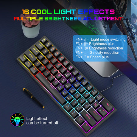 Plug in mechanical keyboard with blue shaft and 61 keys, mini portable wired detachable mechanical keyboard for esports - V.I.P Digital Presence