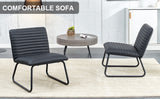 Black minimalist armless sofa chair with PU backrest paired with black metal legs