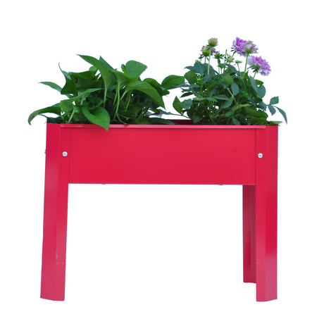 Elevated garden bed.metal elevated outdoor flowerpot box.suitable for backyard and terrace.large flowerpot. Red x 2 - V.I.P Digital Presence