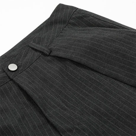 Vertical Striped Casual Trousers Men's Dress Pants Fashion Design Pleated Draped Cool Loose Straight Wide-Leg Long Pants - V.I.P Digital Presence