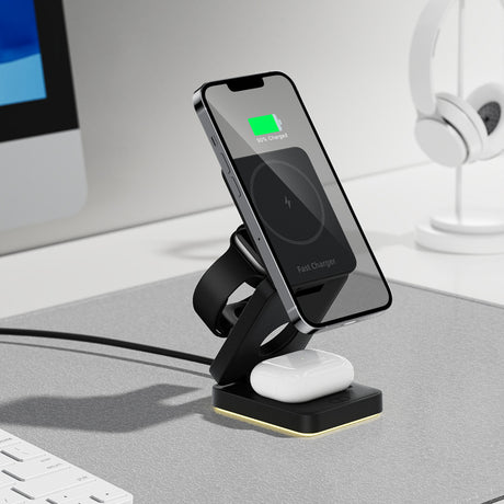 3 in 1 Wireless Charger Magnetic Foldable Charger For iphone charger power Adapter Charging Stand & Holder - V.I.P Digital Presence