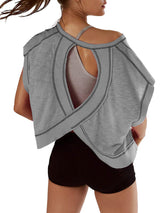 Women's beautiful back sports yoga T-shirt loose casual breathable - V.I.P Digital Presence