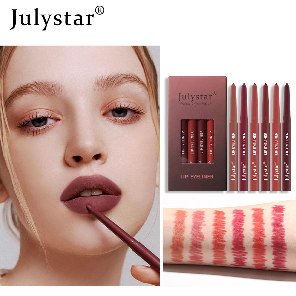 Lipstick Pink Six Pack Lipstick Pen Waterproof Matte Velvet Fog Rotary Lipliner - V.I.P Digital Presence