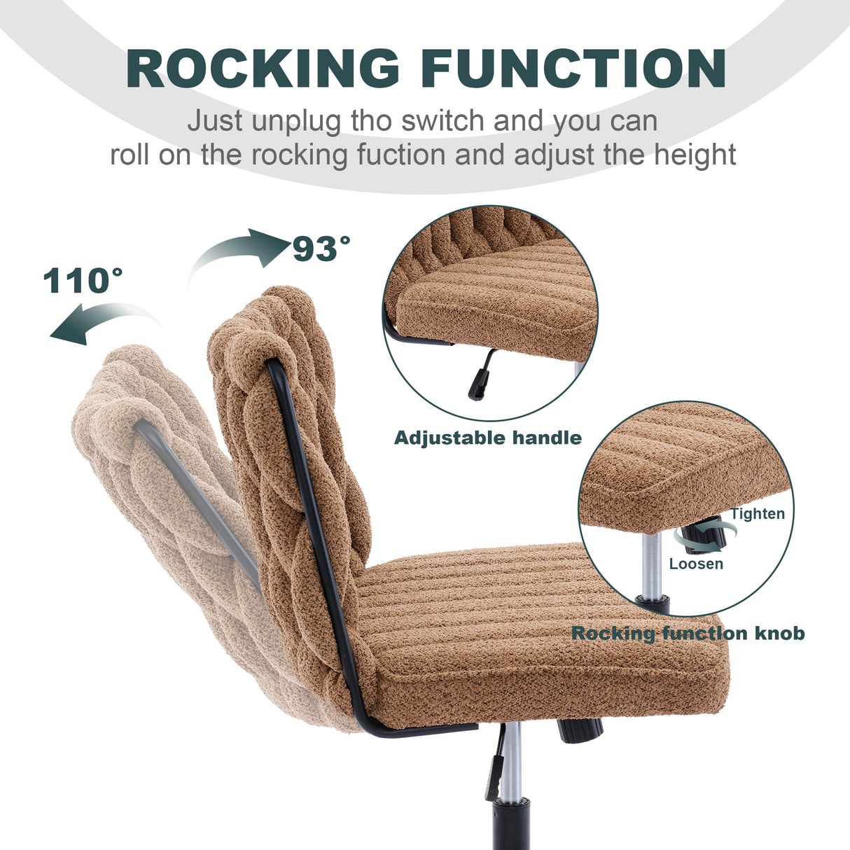 Armless Office Desk Chair No Wheels BROWN