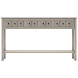 TREXM Rustic Entryway Console Table60" Long Sofa Table with two Different Size Drawers and Bottom Shelf for Storage (Gray Wash)