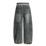 Punk Retro Washed Distressed Denim Wide-Leg Pants Men's Trendy Unique Design Loose Fit Flared Trousers - V.I.P Digital Presence