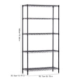 Metal wire rack storage rack adjustable rack, vertical storage rack unit (black, 35.7L x 14W x 71H) - V.I.P Digital Presence