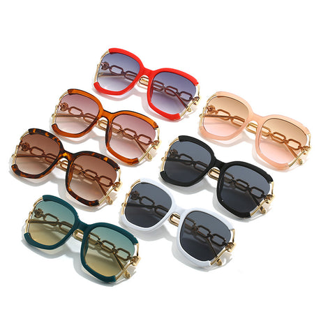 Chains Sunglasses European and American Street Photography Fashion Trend Metal Hollow Brushed Glasses UV400 - V.I.P Digital Presence