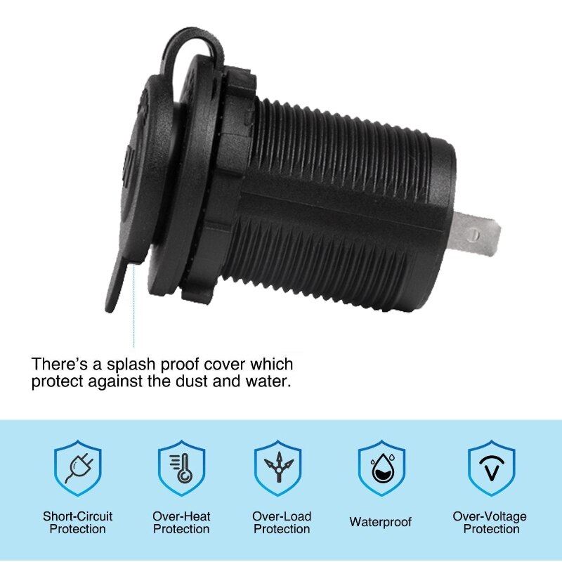 Car Cigarette Lighter Socket 12V-24V Waterproof Plug Power Outlet Adapter for Marine Boat Motorcycle Truck RV ATV with Wire D5 - V.I.P Digital Presence