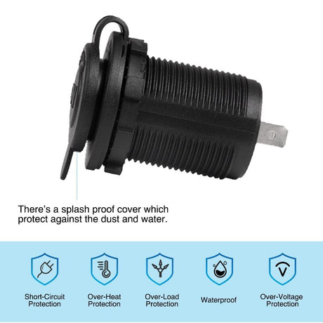 Car Cigarette Lighter Socket 12V-24V Waterproof Plug Power Outlet Adapter for Marine Boat Motorcycle Truck RV ATV with Wire D5 - V.I.P Digital Presence