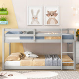 Twin over Twin Floor Bunk Bed,Grey - V.I.P Digital Presence