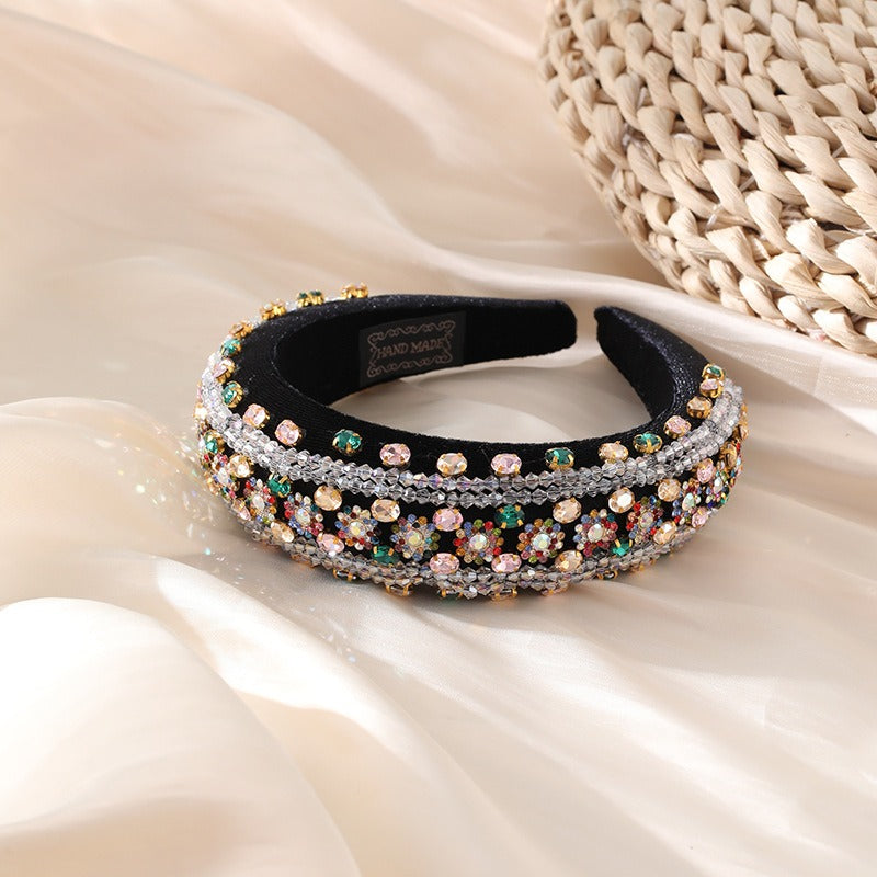 Retro Baroque colored glass drill sponge hair hoop - V.I.P Digital Presence