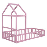 Wooden Twin Size Children's Bed with Detachable Headboard and Integrated Clothes Drying Rack, Pink - V.I.P Digital Presence