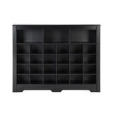 ONTREND Sleek Design 24 shoe cabinet, modern shoe cabinet with curved base, high-quality multifunctional side panel, black - V.I.P Digital Presence