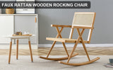 Solid wood+imitation rattan rocking chair allows you to relax quietly indoors and outdoors enhancing your sense of relaxation