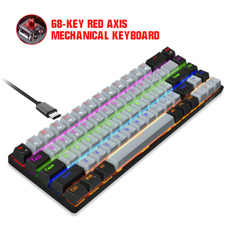 New 68 key RGB luminous esports game with blue and red axis mechanical keyboard laptop MAC 60% - V.I.P Digital Presence