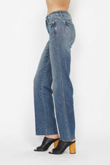 Blue Full Size Tummy Control Straight Leg Jeans.