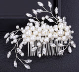 Handmade pearl flower inlaid with diamonds full of diamond comb comb - V.I.P Digital Presence