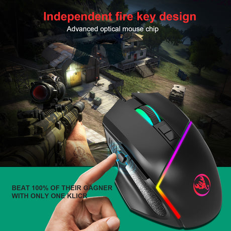 A876 wired mouse with colorful synchronized lighting, 6400dpi adjustable lighting, can turn off gaming mouse - V.I.P Digital Presence