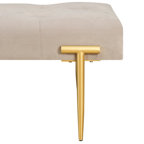 48'' Modern Ottoman Bench Velvet Bench Upholstered Footrest With Gold Metal Legs And Padded Seat For Bedroom Living Room - V.I.P Digital Presence