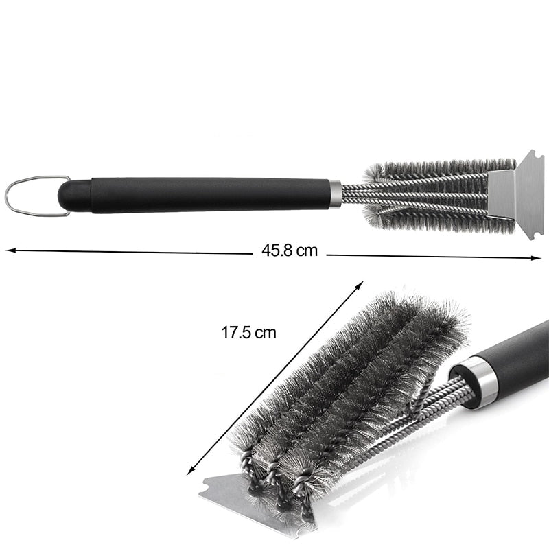 BBQ Grill Barbecue Kit Cleaning Brush Stainless Steel Kitchen Accessories Bristles Cleaning Brushes Cooking Tool Barbecue Gadget - V.I.P Digital Presence