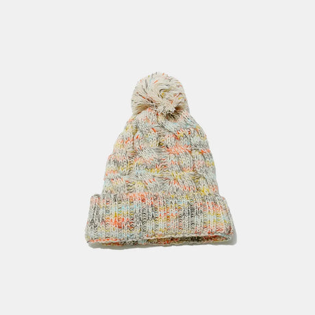 Contrast Cable-Knit Hat with Pompom - V.I.P Digital Presence