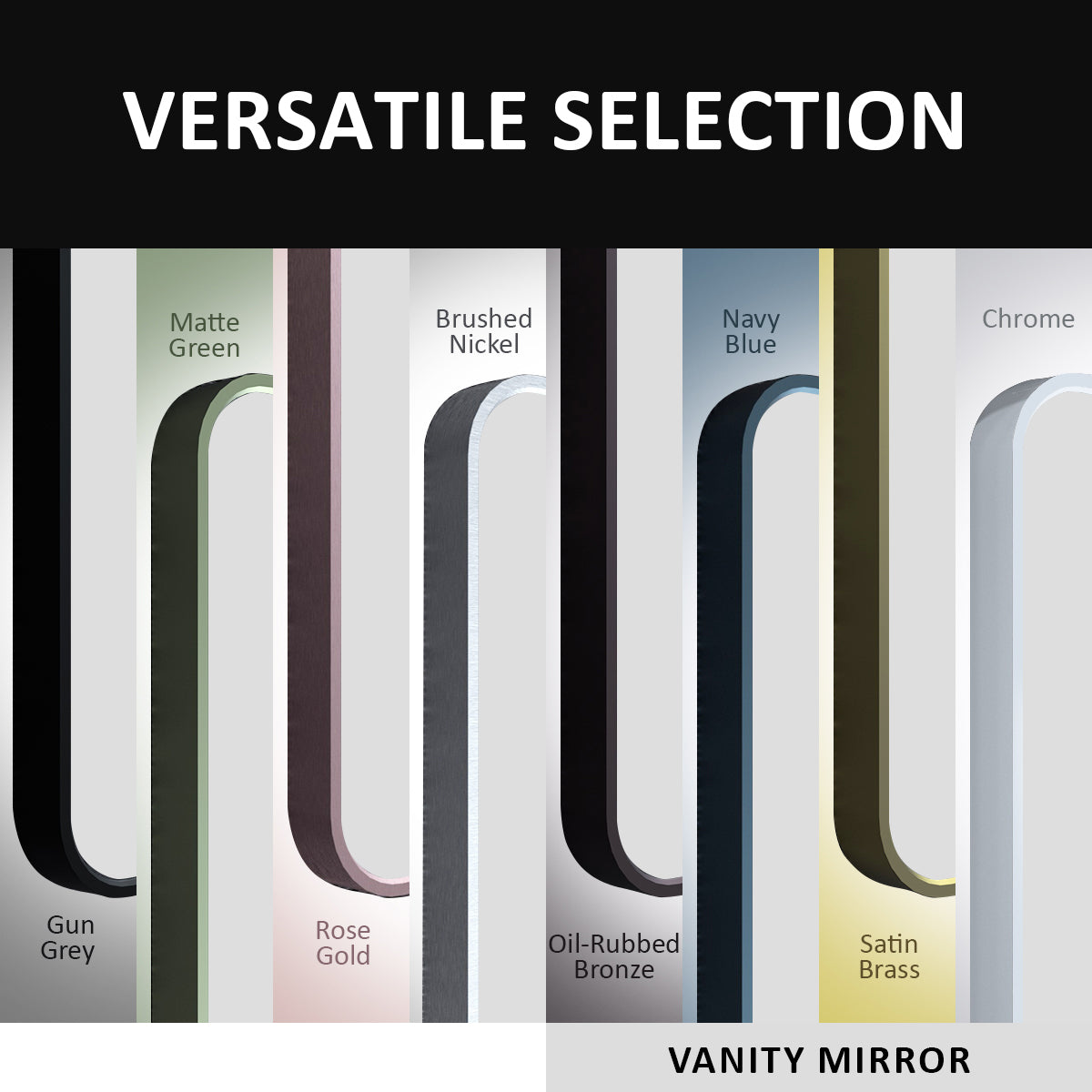 24x36 inch aluminum frame round rectangular bathroom wall mirror, matte black rust proof, tempered glass mirror - V.I.P Digital Presence