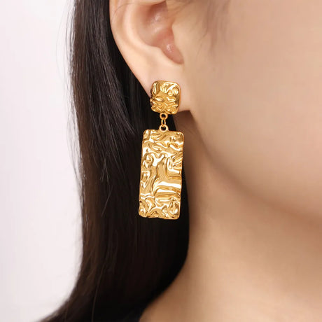 Titanium Steel Textured Geometric Earrings - V.I.P Digital Presence