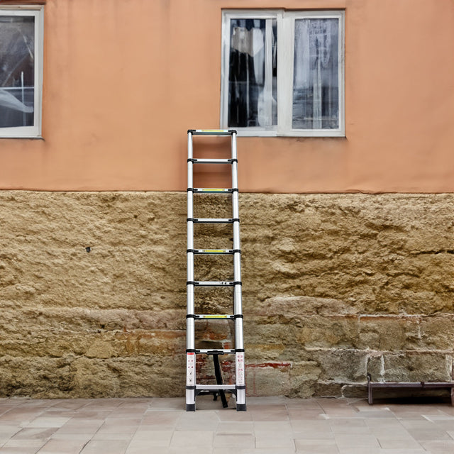 8.5FT telescopic ladder made of aluminum alloy, versatile folding telescopic ladder with hooks and triangular support frame - V.I.P Digital Presence
