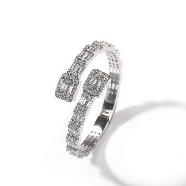 Fashionable Opening Bracelet Ins Style Diamond Set Interwoven Two Color Bracelet Personalized Hip Hop Men's Handpiece - V.I.P Digital Presence