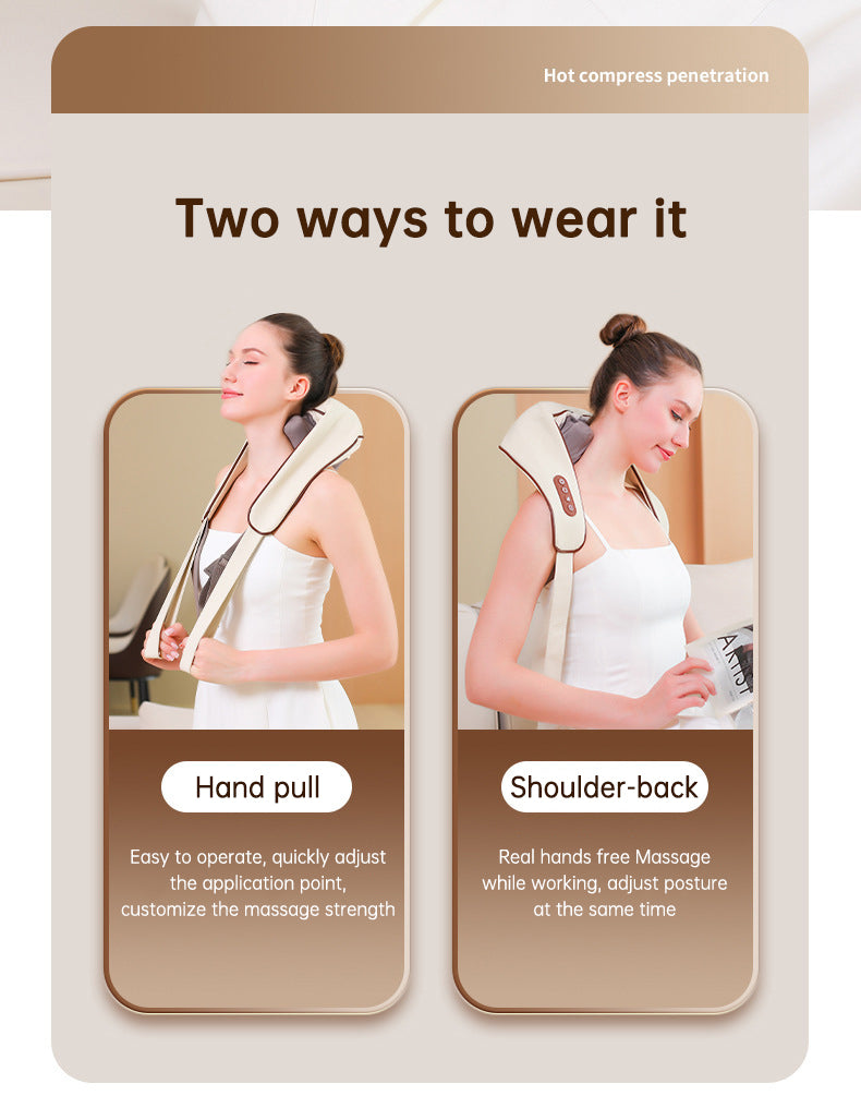 USB-C Rechargeable Kneading Massage Hot Compress Shiatsu Back Shoulder Neck Massager for Pain Relief - V.I.P Digital Presence
