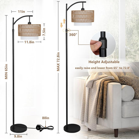 Arc Floor Lamp for Living Room with 3 Color Temperatures, Farmhouse Floor Lamps with Remote & Dimmable Bulb Office - V.I.P Digital Presence