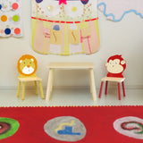 Kids Table and 2 Chairs Set 3 Pieces Toddler Table and Chair Set Wooden Activity Play Table Set (Lion&Monkey) - V.I.P Digital Presence