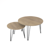 27.56'' Round Nesting Coffee Table Set of 2, Circular Nesting End Table Set  Sturdy Metal Base for Living Room, bedroom, Brown - V.I.P Digital Presence