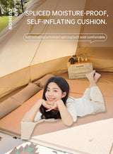 Colchón de aire autoinflable con diseño de camuflaje, ideal para camping y almohada. 