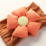 Diadema infantil de nailon jacquard con flores para bebé, suave, antiarañazos, de ala ancha