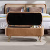 Camel Storage Ottoman Bench for End of Bed Gold Legs - V.I.P Digital Presence
