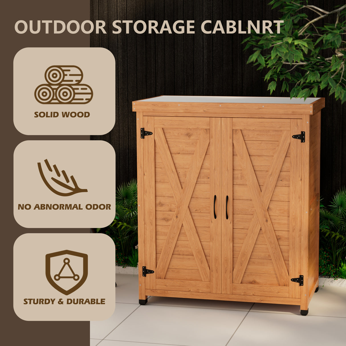 Potting Bench with Storage Cabinet and Metal Table Top for Outdoor Patio,Outdoor Work Station Table - V.I.P Digital Presence