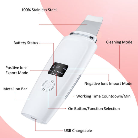 Hailicare Facial Ultrasonic Iontophoresis Export Skin Scraper LED LCD Screen Skin Scrubber - V.I.P Digital Presence
