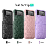 Suitable for Galaxy Samsung Z Flip3 Phone Case Violent Bear Hinge Flip3 Protective Cover Plain Leather Folding Screen
