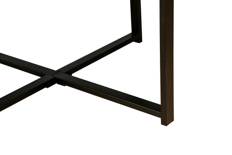 Wooden octagonal retro patchwork craft 30 inch wooden tabletop cross metal leg coffee table (antique brown) - V.I.P Digital Presence