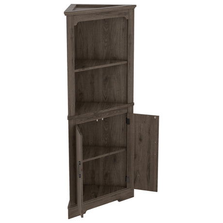 Tall Corner Cabinet with Doors for living room, bathroom,Dining Room or Kitchen,color:Dark walnut - V.I.P Digital Presence